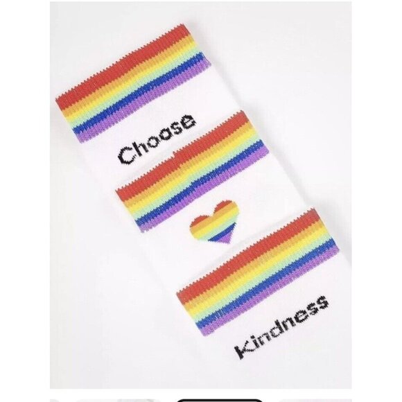 Queer Eye Choose Kindness Crew Socks 2 Pair One Black And One White - Picture 6 of 6